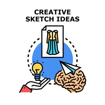Creative design thinking process generating new fashion apparel ideas Stock Illustration