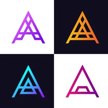 Creative design vector A letters set logo. Typeface colorful set of A letter Stock Illustration