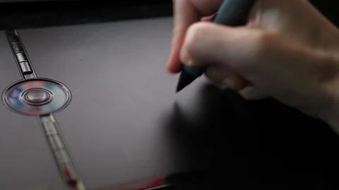 Creative Designer drawing with Pen on digital graphic Tablet. POV Close up Hand Vídeos de archivo 118275838