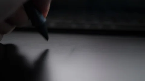 Creative Designer drawing with Pen on digital graphic Tablet. POV Close up Macro Vídeos de archivo 118328095