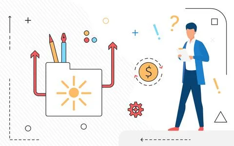 Creative designer ideas and plan implementation process Stock Illustration