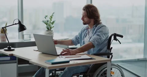 Creative designer male worker using portable computer laptop working in the Video stock 149181456