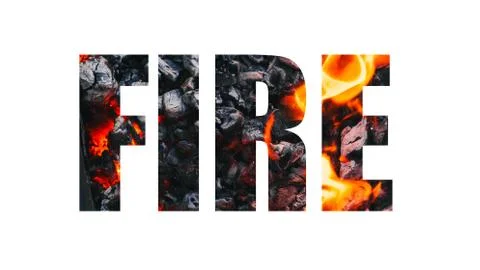 Creative designer text Fire on white background Illustrazione stock