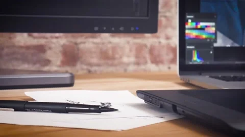 Creative designer working on project using the tablet and stylus Video stock 62241526