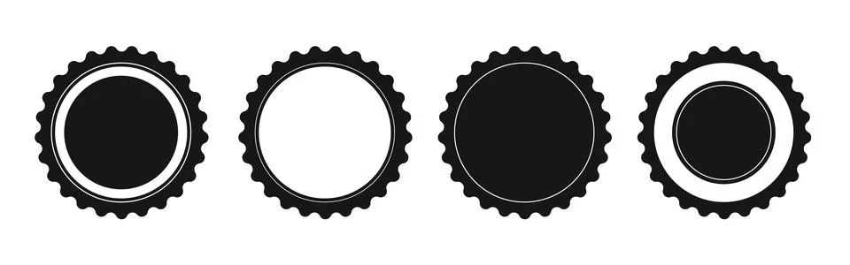 Creative designs of bottle caps in various styles showcasing unique texture.. イラスト素材