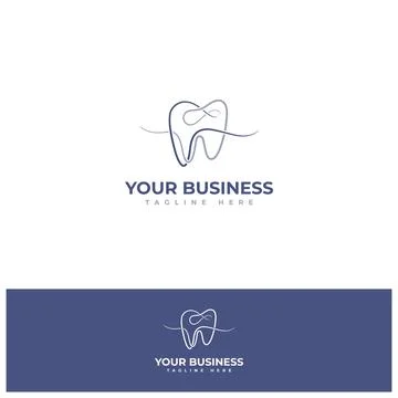 Creative desin two lines shaped teeth logo flat style Stock Illustration