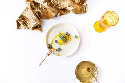 Creative dessert with berries from the chef Stock Photos