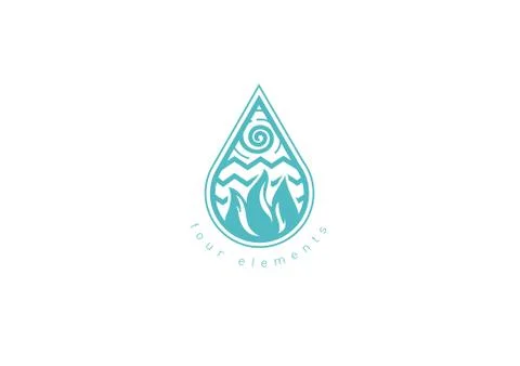 Creative development line logo four elements Stock Illustration