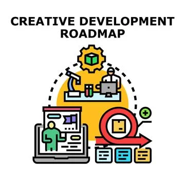 Creative development roadmap planning and innovation process Illustrazione stock