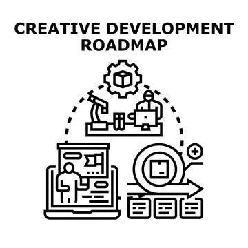 Creative development roadmap planning and innovation process 库存插图