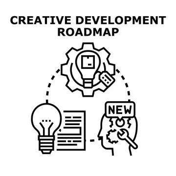 Creative development roadmap process for new product launch Stock Illustration