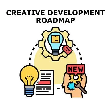 Creative development roadmap process for new product launch Stock Illustration