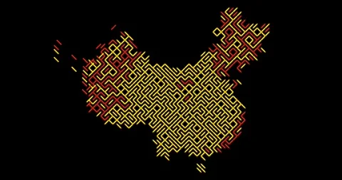 Creative Diagonal Motion Forming and Dissolving China Country Map Stock Footage 326833429