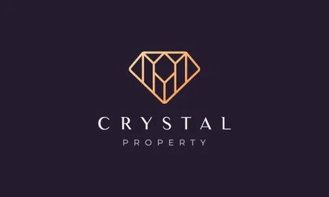 Creative diamond property logo in modern and luxury style with gold color Stock Illustration