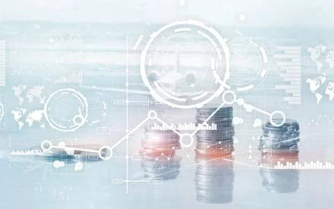 Creative digital abstract business interface background. Financial chart grap Stock Photos
