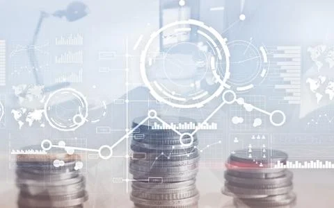 Creative digital abstract business interface background. Financial chart graph Stock Photos