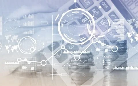 Creative digital abstract business interface background. Financial chart graph Stock Photos