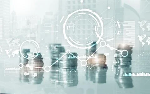 Creative digital abstract business interface background. Financial chart graph Stock Photos