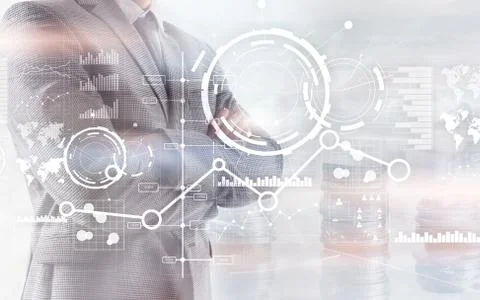 Creative digital abstract business interface background. Financial chart graph Stock Photos