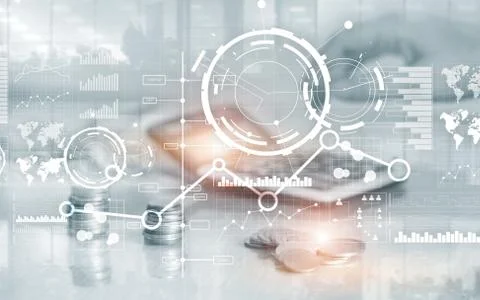 Creative digital abstract business interface background. Financial chart graph Stock Photos