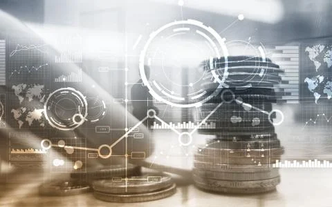 Creative digital abstract business interface background. Financial chart graph Stock Photos