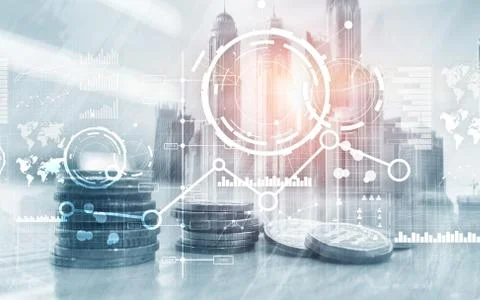 Creative digital abstract business interface background. Financial chart graph Stock Photos