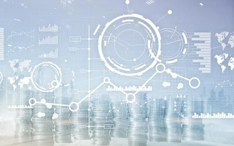 Creative digital abstract business interface background. Financial chart graph Stock-Fotos