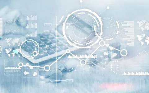 Creative digital abstract business interface background. Financial chart graph Stock Photos