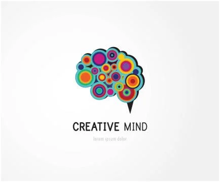 Creative, digital abstract colorful icon of human brain, mind,  symbol Stock Illustration