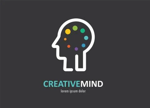 Creative, digital abstract colorful icon of human brain, mind, symbol Stock Illustration