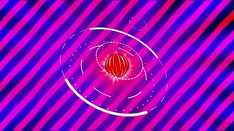Creative digital animation with red and white patterns on a colorful backgrou Stock Footage 346529653