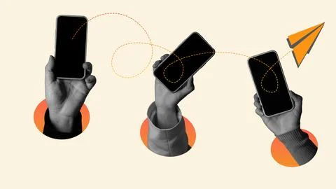 Creative Digital Communication through Mobile Devices and Innovation Stock Illustration