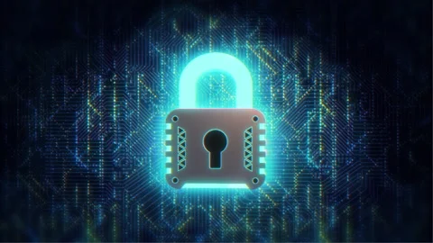 Creative Digital Data Security Concept with Lock Vídeos de archivo 149106520