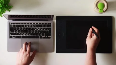 Creative digital design process at a modern workspace Stock Footage 337173985