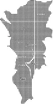 A creative digital illustration showcasing a dotted halftone map of a metro.. Иллюстрация