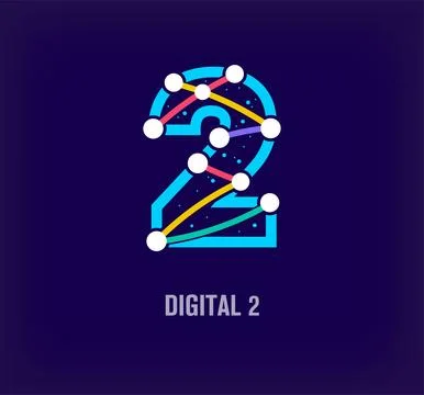 Creative digital letter 2 corporate design. Stock Illustration
