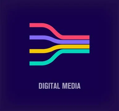 Creative digital media line logo. Stock Illustration