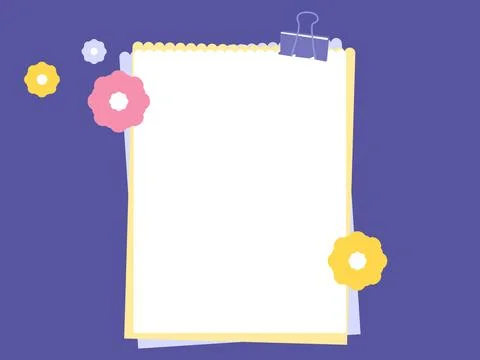 Creative Digital Memo Pad Layout with Floral Accents and a Practical Papercli Stock Illustration