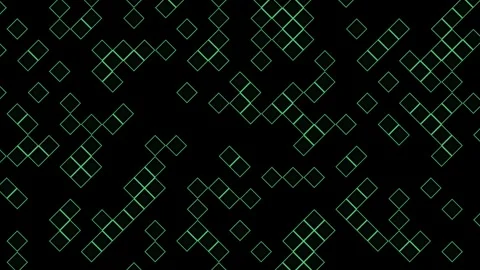 Creative digital pattern with green squares on a dark Stock Footage 338399294