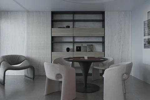 Creative Dining Room Decor Ideas for the smart living room, stylish chair i.. Illustrazione stock