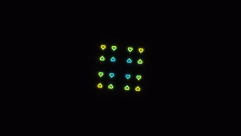 Creative display of colored hearts in symmetrical pattern Stock Footage 338344667