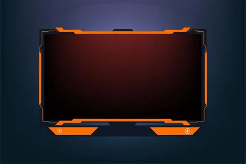 Creative display frame border decoration with orange color shapes and onlin.. Stock Illustration