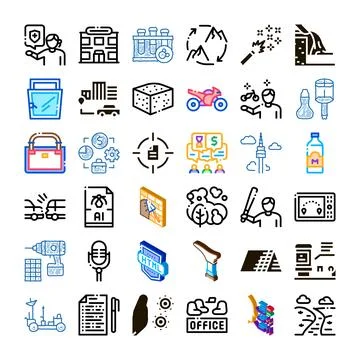 Creative diverse business and technology icon collection Stock Illustration