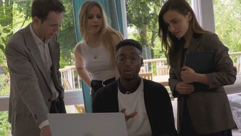 Creative Diverse Professional creating software remotely Stock Footage 89922787