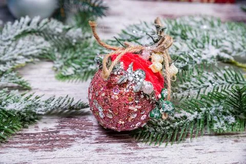 Creative diy craft hobby. Making handmade craft christmas ornaments and balls Stock Photos