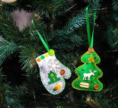 Creative diy craft hobby. Making handmade craft christmas ornaments and bal.. Stock Photos
