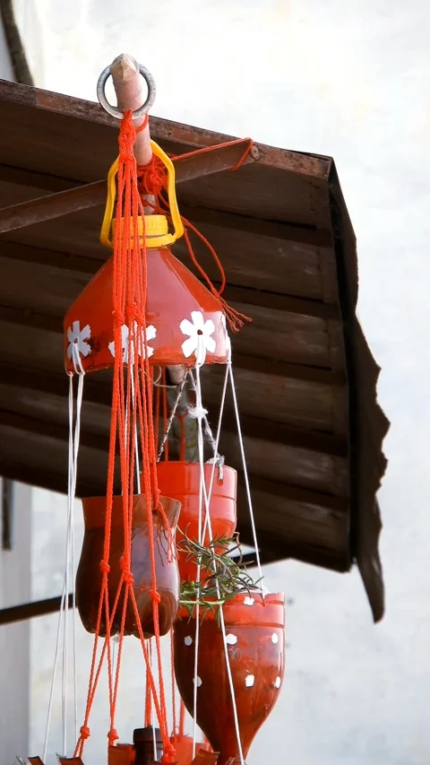 Creative DIY Upcycled Plastic Bottle Hanging For Home Garden Decor Stock Footage 344286897