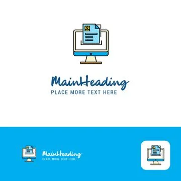 Creative Document in computer Logo Design. Flat color Logo place for Tagline. Illustrazione stock