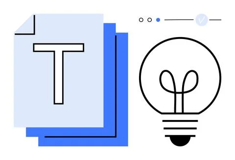 Creative Document Design Concept with Light Bulb and Text File Icons Stock Illustration
