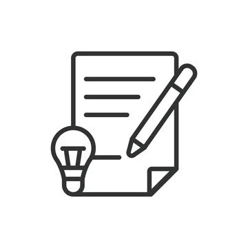 Creative Documentation, icon in line design. Creative, documentation, writing Stock Illustration
